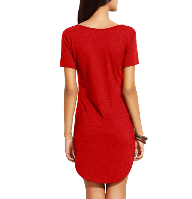 Women's Short Sleeve V-Neck Solid Color Dress
