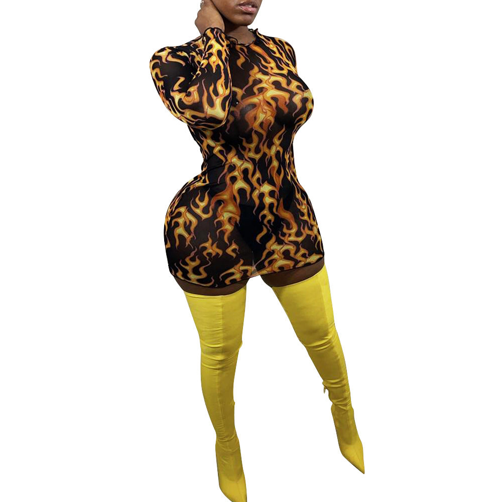 Women's Short-Sleeved Printed Dress